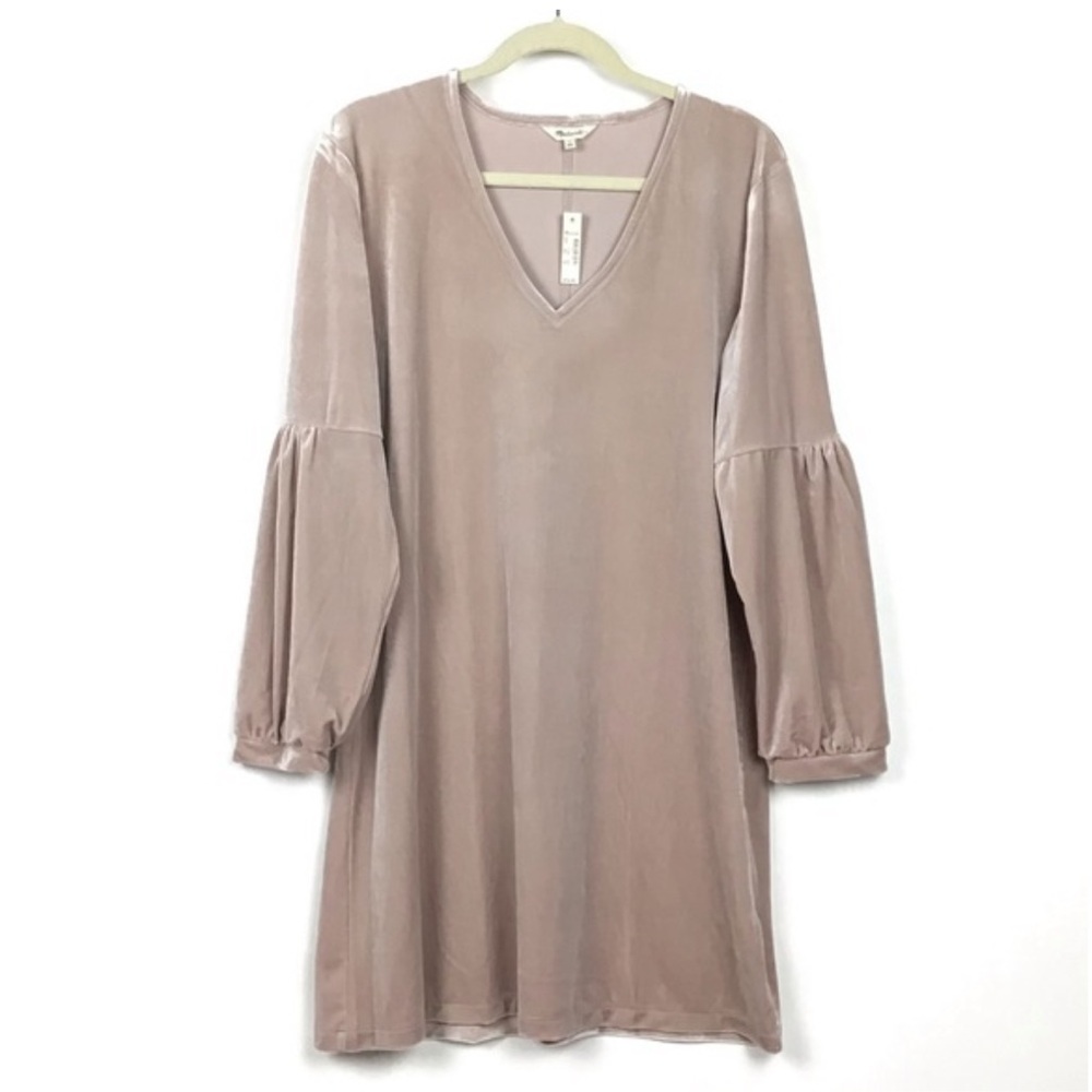 Madewell Cream Velvet Balloon Sleeve Dress